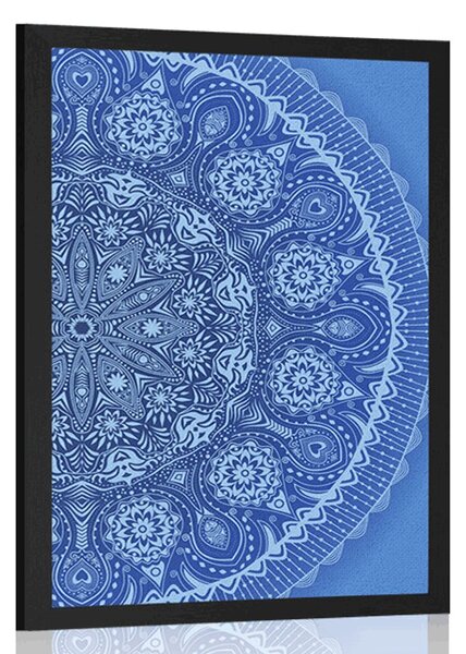 Plakat ukrasna Mandala s čipkom u plavoj boji