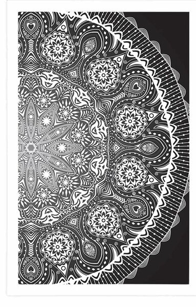 Plakat ukrasna Mandala s čipkom u crno-bijelom dizajnu