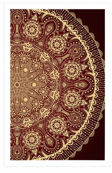 Plakat ukrasna Mandala s čipkom u bordo boji