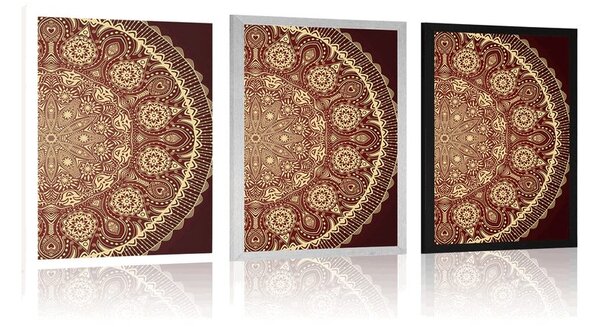 Plakat ukrasna Mandala s čipkom u bordo boji