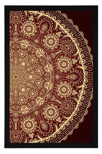 Plakat ukrasna Mandala s čipkom u bordo boji