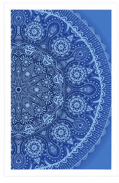 Plakat ukrasna Mandala s čipkom u plavoj boji