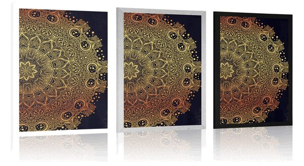 Plakat zlatna orijentalna Mandala