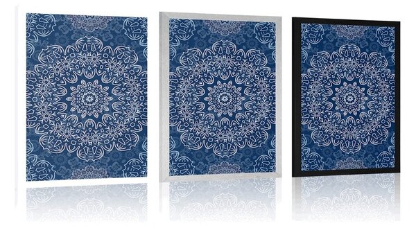 Plakat plava Mandala s apstraktnim uzorkom