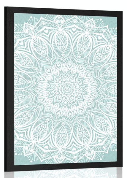 Plakat detalj Mandala harmonije na plavoj pozadini