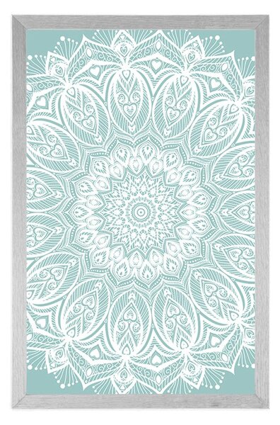 Plakat detalj Mandala harmonije na plavoj pozadini