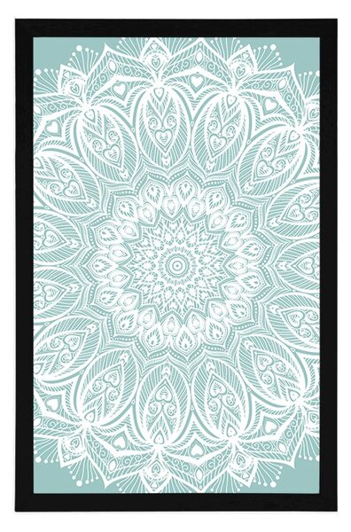 Plakat detalj Mandala harmonije na plavoj pozadini