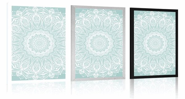 Plakat detalj Mandala harmonije na plavoj pozadini