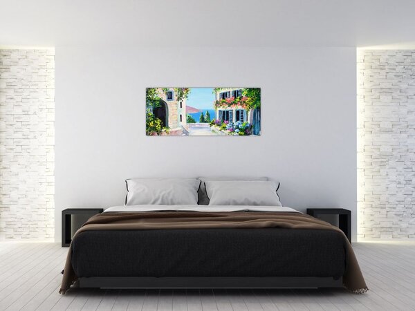 Slika - Grška uličica, oljna slika (120x50 cm)