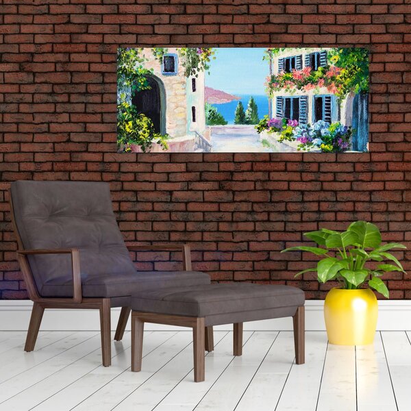 Slika - Grška uličica, oljna slika (120x50 cm)