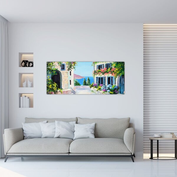 Slika - Grška uličica, oljna slika (120x50 cm)