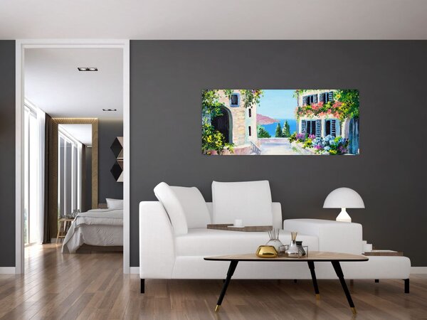 Slika - Grška uličica, oljna slika (120x50 cm)