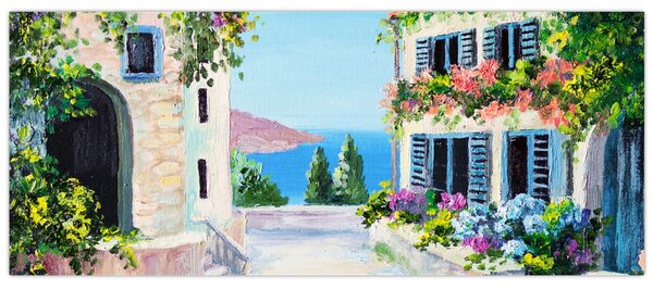 Slika - Grška uličica, oljna slika (120x50 cm)