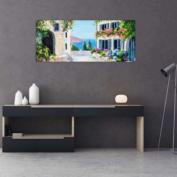 Slika - Grška uličica, oljna slika (120x50 cm)