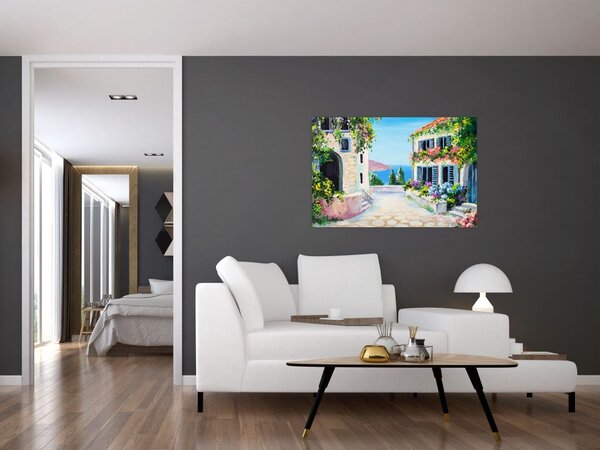Slika - Grška uličica, oljna slika (90x60 cm)