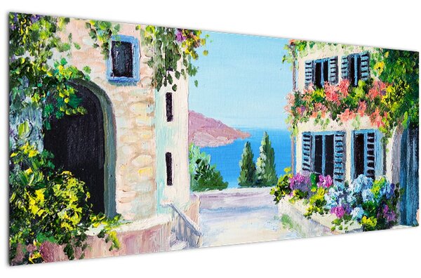 Slika - Grška uličica, oljna slika (120x50 cm)