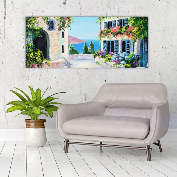 Slika - Grška uličica, oljna slika (120x50 cm)