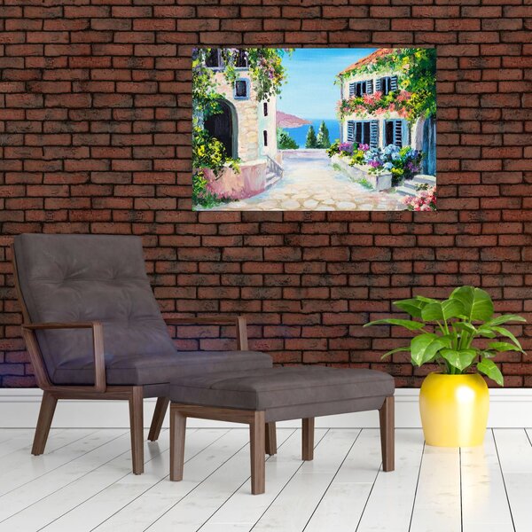 Slika - Grška uličica, oljna slika (90x60 cm)