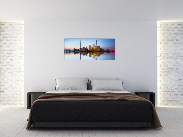 Slika jutranjega neba nad Šanghajem (120x50 cm)