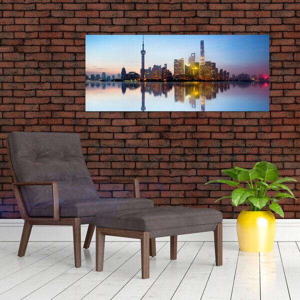 Slika jutranjega neba nad Šanghajem (120x50 cm)
