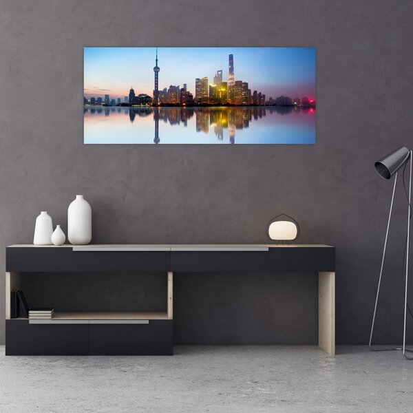 Slika jutranjega neba nad Šanghajem (120x50 cm)