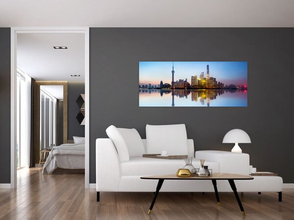 Slika jutranjega neba nad Šanghajem (120x50 cm)