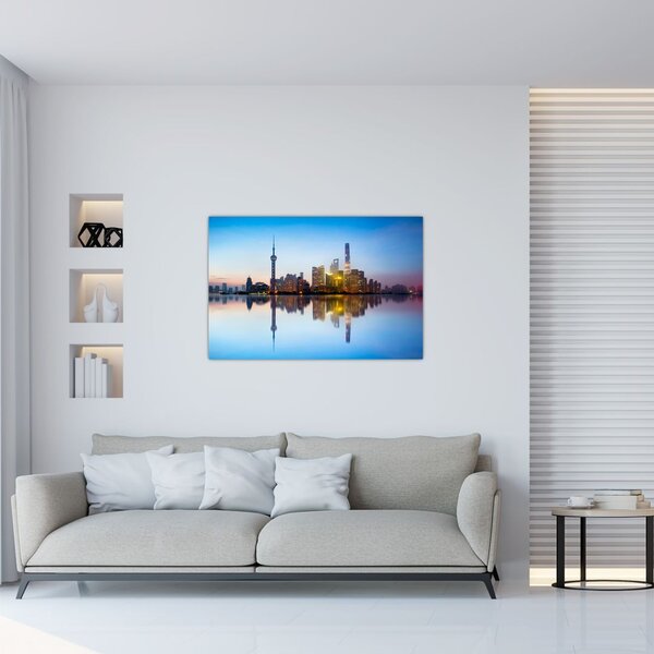 Slika jutranjega neba nad Šanghajem (90x60 cm)