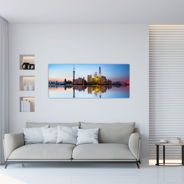 Slika jutranjega neba nad Šanghajem (120x50 cm)