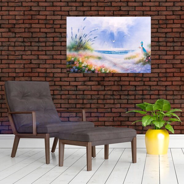 Slika - Romantična plaža, oljna slika (90x60 cm)