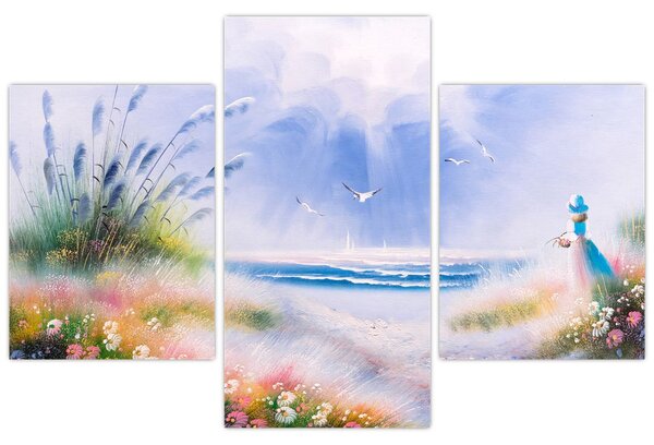 Slika - Romantična plaža, oljna slika (90x60 cm)