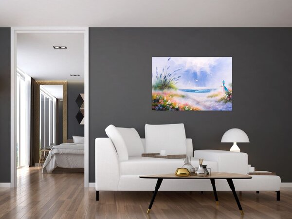 Slika - Romantična plaža, oljna slika (90x60 cm)