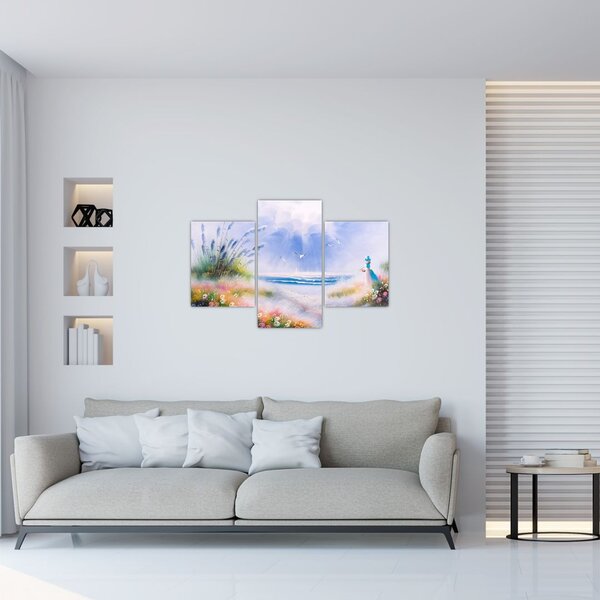Slika - Romantična plaža, oljna slika (90x60 cm)