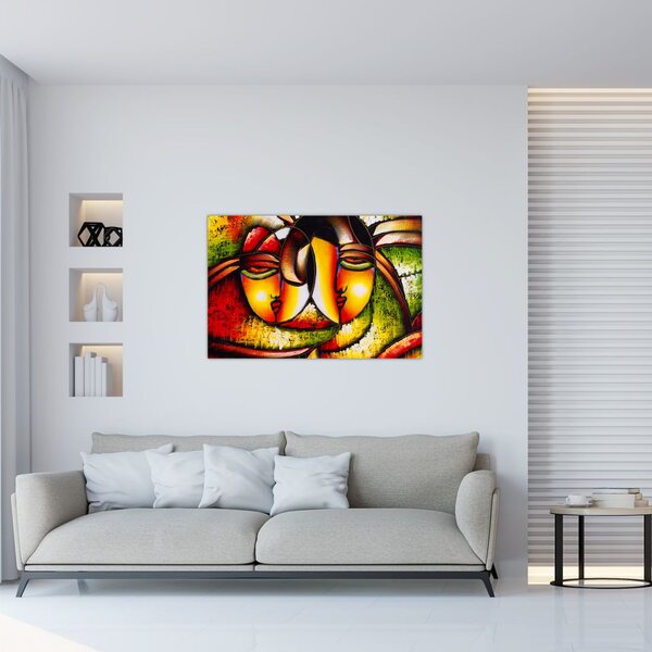 Slika - Oljna slika, abstraktni obrazi (90x60 cm)