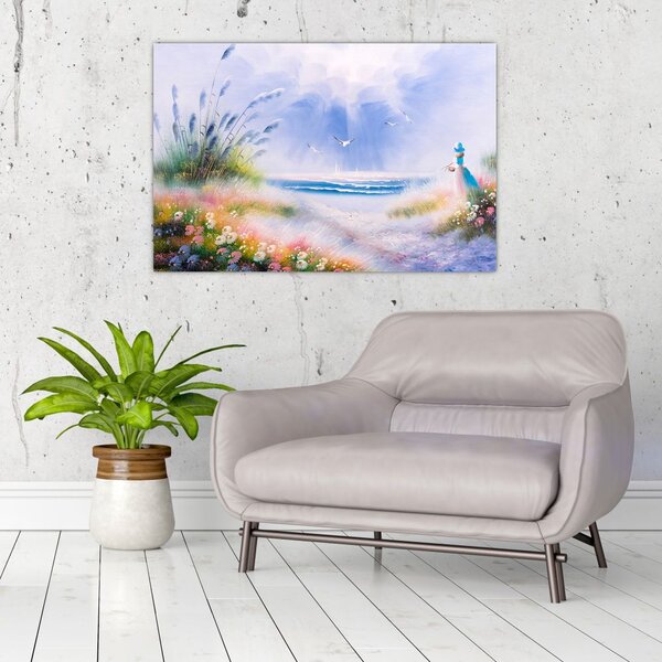Slika - Romantična plaža, oljna slika (90x60 cm)