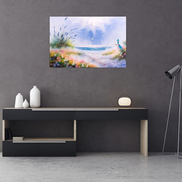 Slika - Romantična plaža, oljna slika (90x60 cm)