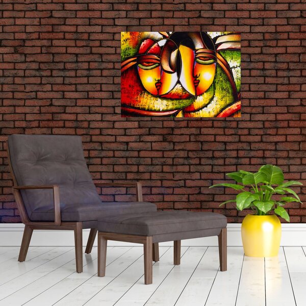 Slika - Oljna slika, abstraktni obrazi (70x50 cm)