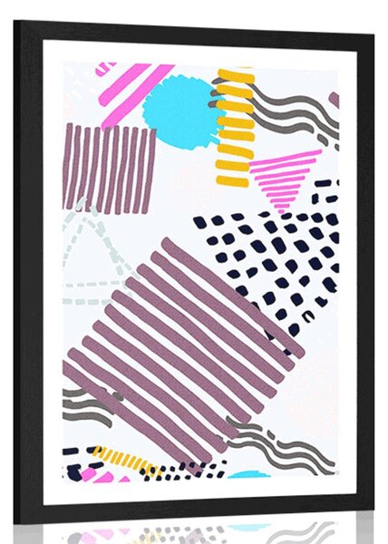 Plakat s paspartuom Memphis uzorak u stilu pop-art
