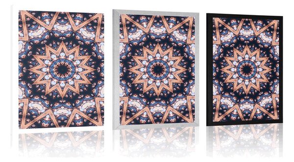 Plakat Mandala sa zanimljivim elementima u pozadini