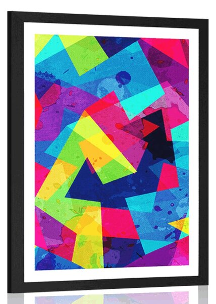 Plakat s paspartuom geometrijski uzorak s grunge efektom