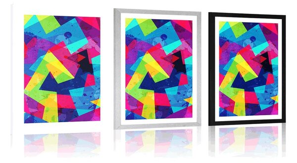 Plakat s paspartuom geometrijski uzorak s grunge efektom
