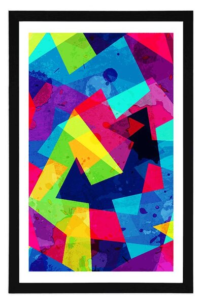 Plakat s paspartuom geometrijski uzorak s grunge efektom