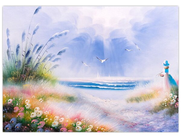 Slika - Romantična plaža, oljna slika (70x50 cm)