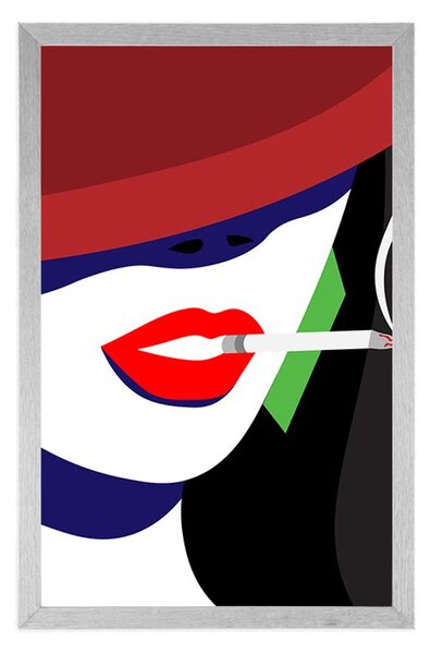 Plakat žena u šeširu u pop-art stilu