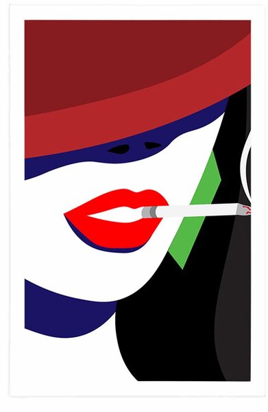 Plakat žena u šeširu u pop-art stilu