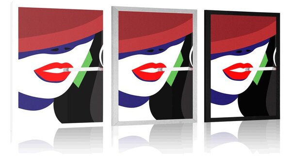 Plakat žena u šeširu u pop-art stilu