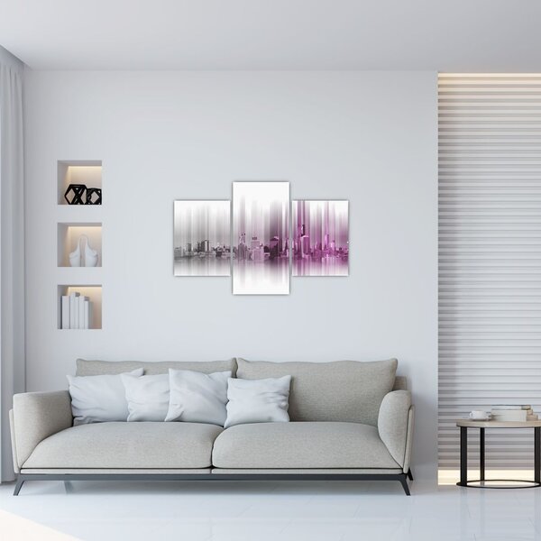 Slika - Obzorje mesta, roza-siva (90x60 cm)
