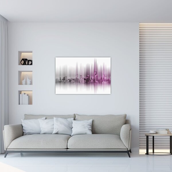 Slika - Obzorje mesta, roza-siva (90x60 cm)