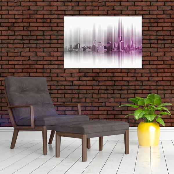 Slika - Obzorje mesta, roza-siva (90x60 cm)
