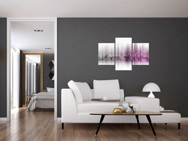 Slika - Obzorje mesta, roza-siva (90x60 cm)