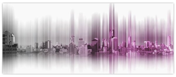 Slika - Obzorje mesta, roza-siva (120x50 cm)